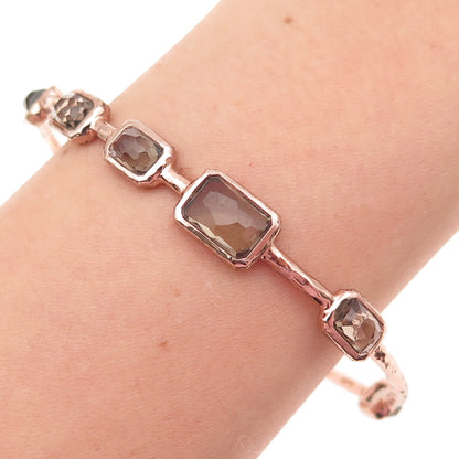 IPPOLITA Sterling Rose Gold Plated Real Smoky Quartz Rock Candy Bracelet 7.75"