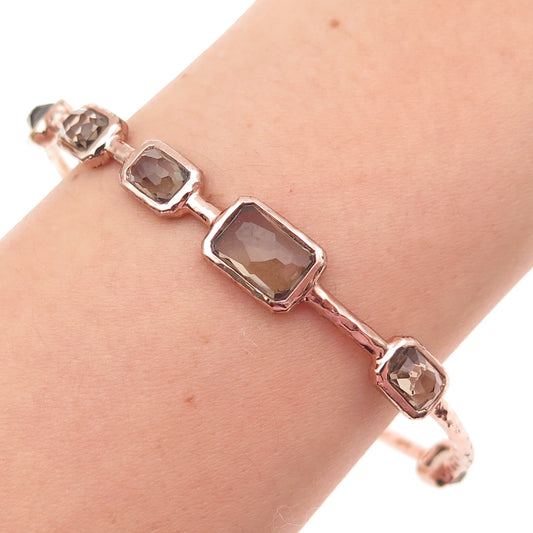 IPPOLITA Sterling Rose Gold Plated Real Smoky Quartz Rock Candy Bracelet 7.75"