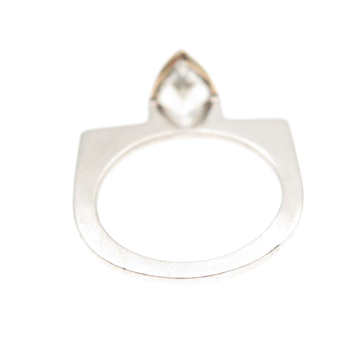 925 Sterling Silver 14K Gold Vintage Pear-Cut C Z Modernist Ring Size 6
