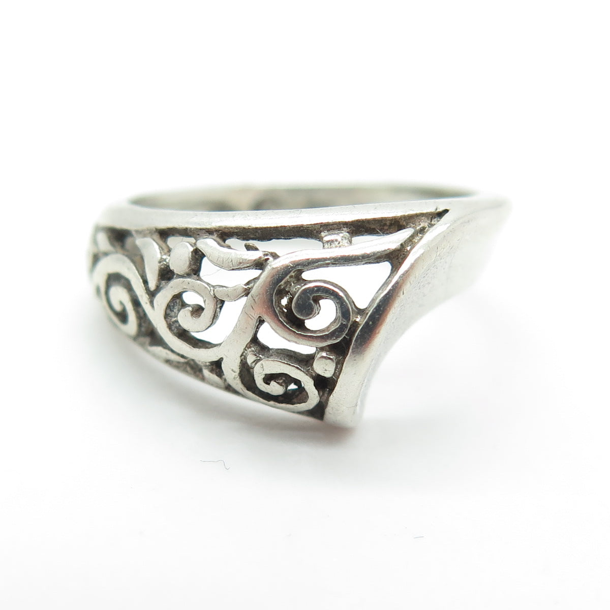 925 Sterling Silver Vintage Swirl Modernist Ring Size 3.75