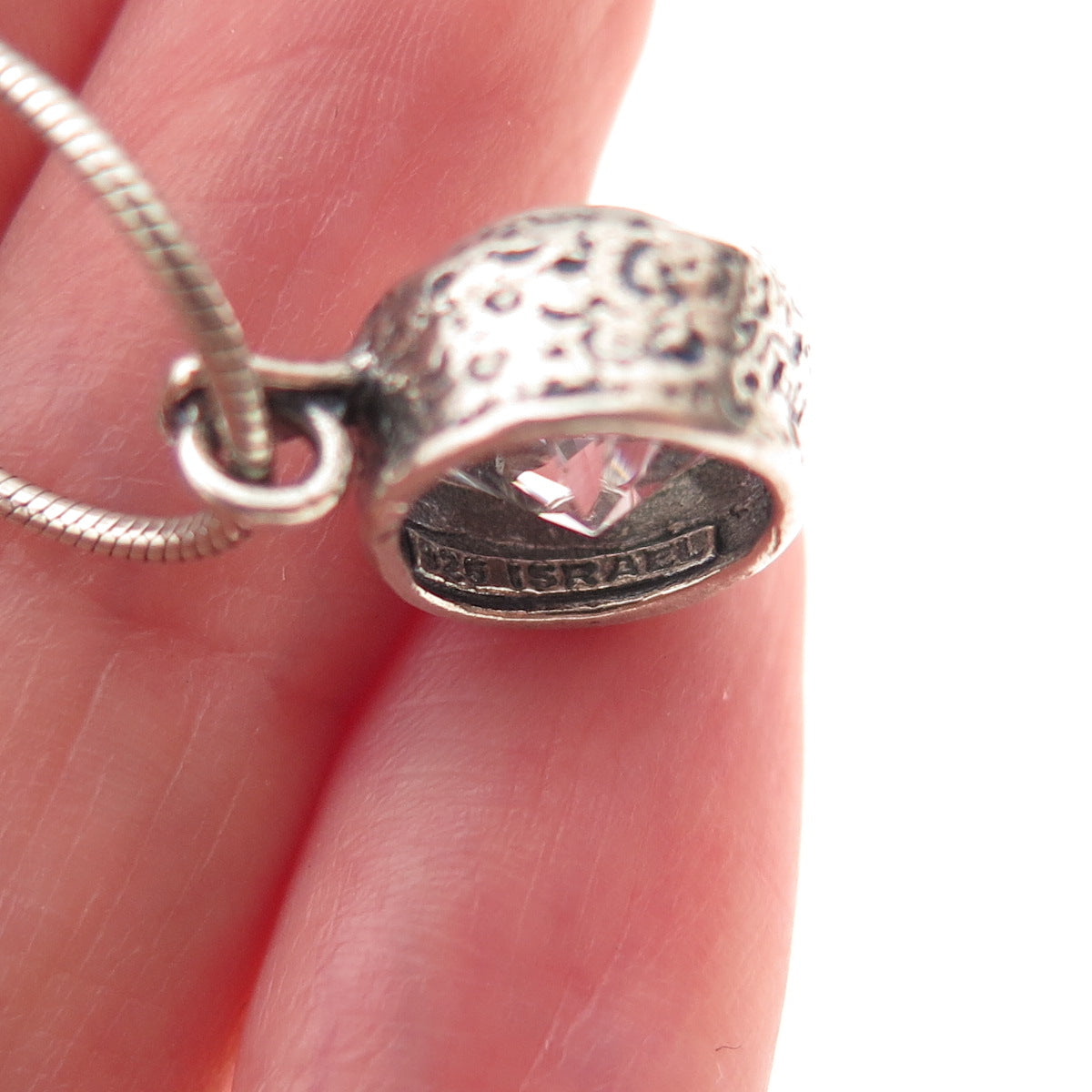 Silpada 925 Sterling Silver Vintage Round-Cut C Z Snake Chain Necklace 16-18"