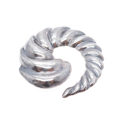 925 Sterling Silver Vintage Mexico Modernist Swirl Oxidized Pin Brooch / Pendant