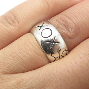 925 Sterling Silver Vintage "XOX" Girl & Boy Band Ring Size 6.25