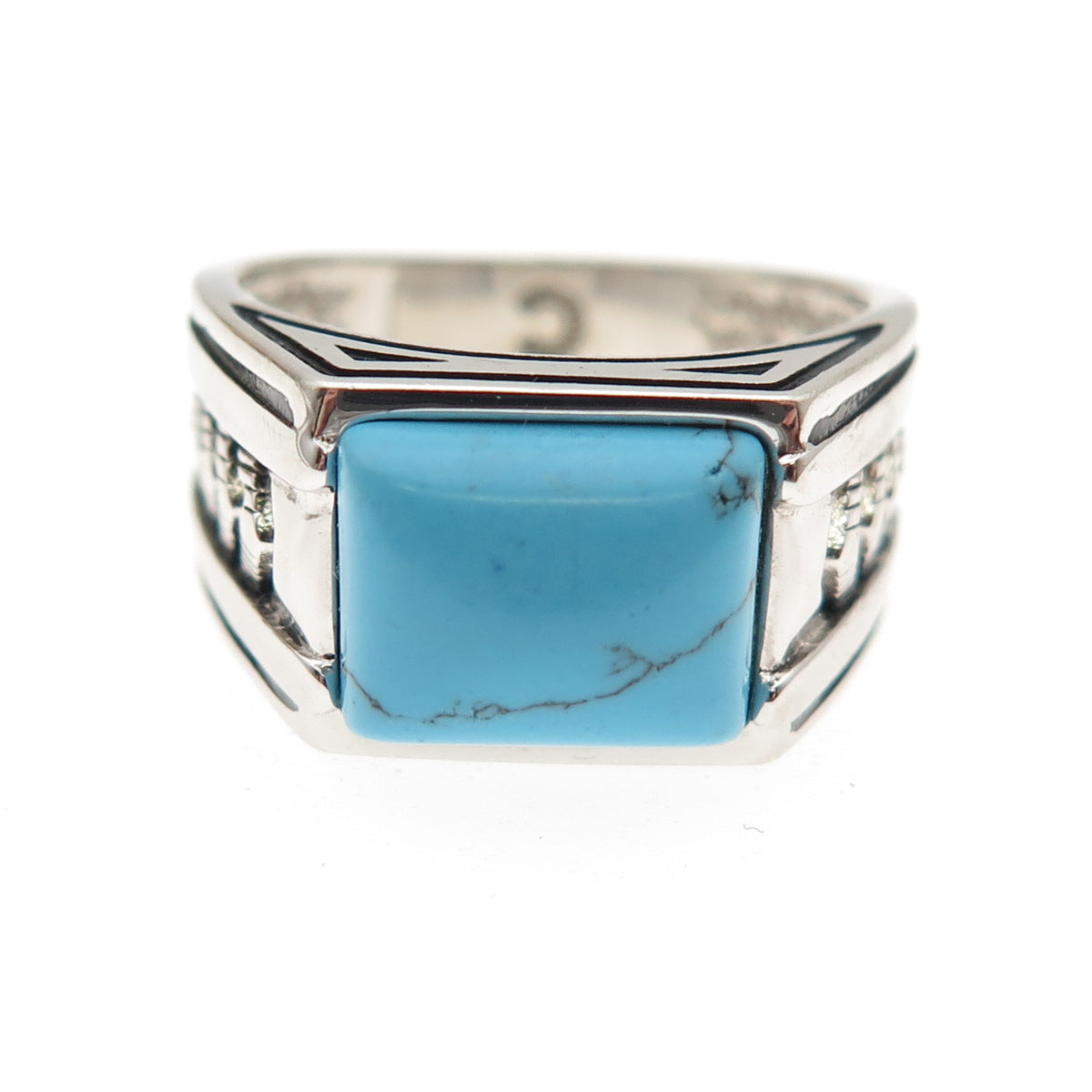 CHIMODA 925 Sterling Silver Real Turquoise Arrow Ring Size 7