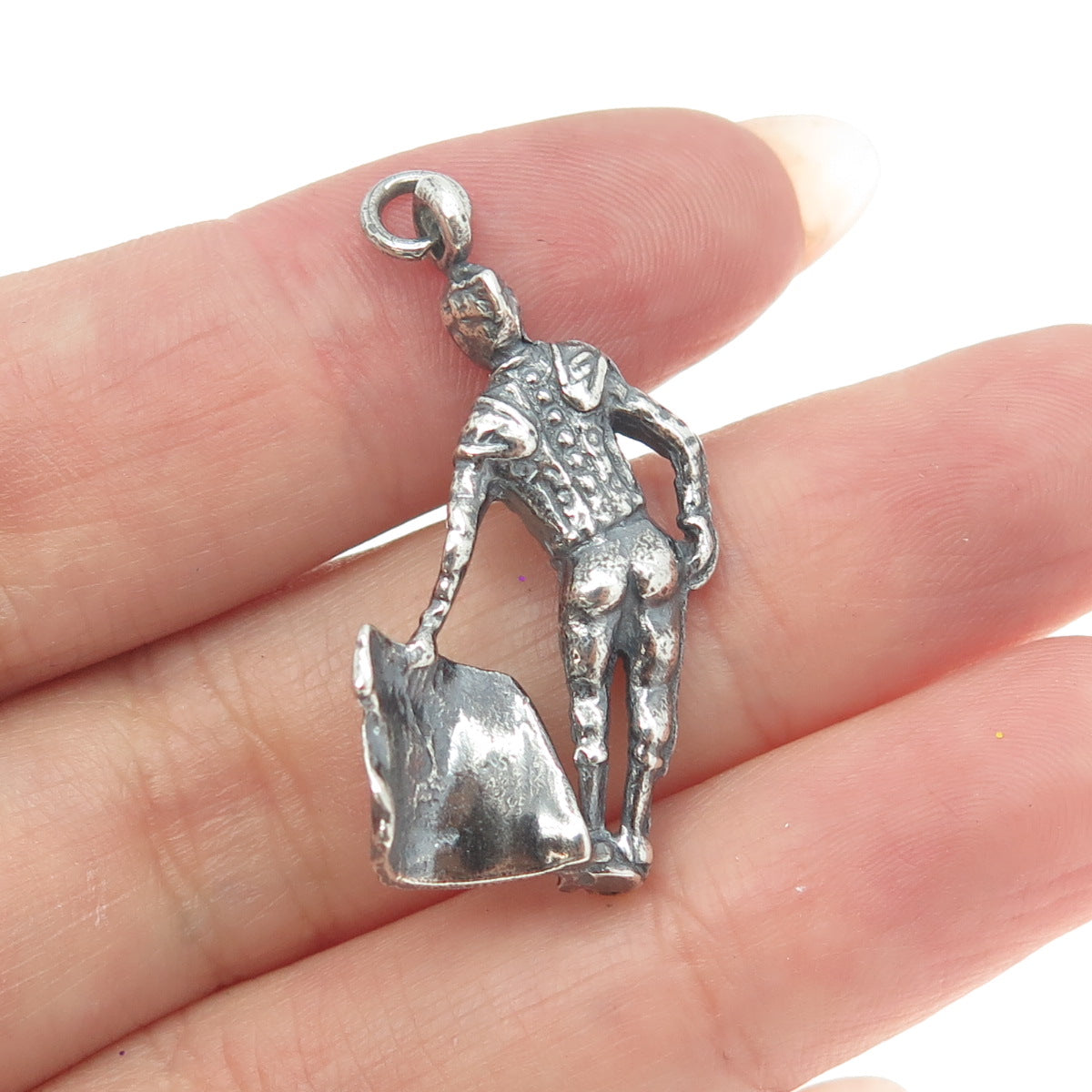 925 Sterling Silver Vintage Matador Rodeo Charm Pendant