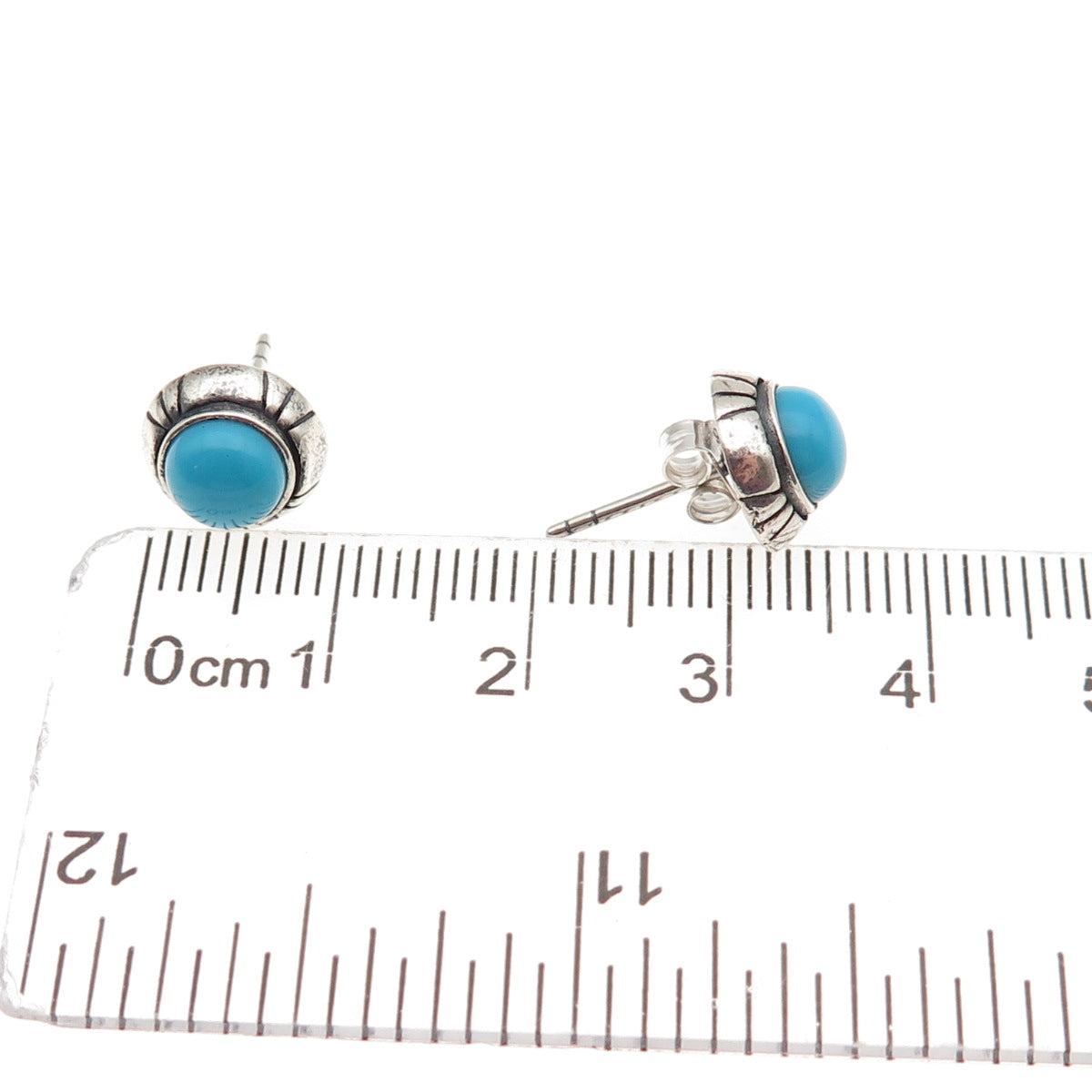 Desert Wind Sterling Silver Vintage Southwestern Real Turquoise Stud Earrings