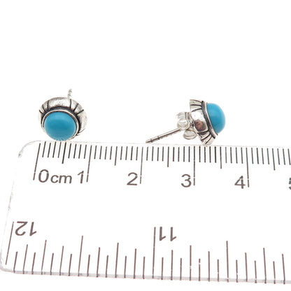 Desert Wind Sterling Silver Vintage Southwestern Real Turquoise Stud Earrings