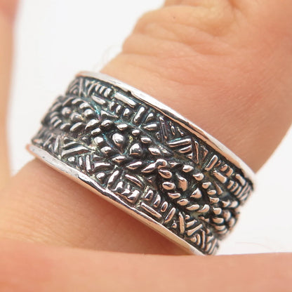 925 Sterling Silver Vintage Ethnic Band Ring Size 8.75