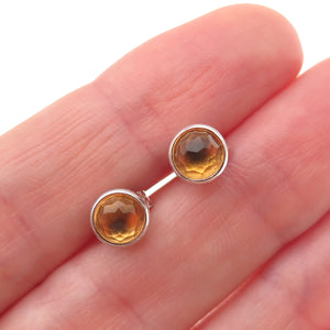 Pandora 925 Sterling Silver Real Citrine November Birthstone Stud Earrings