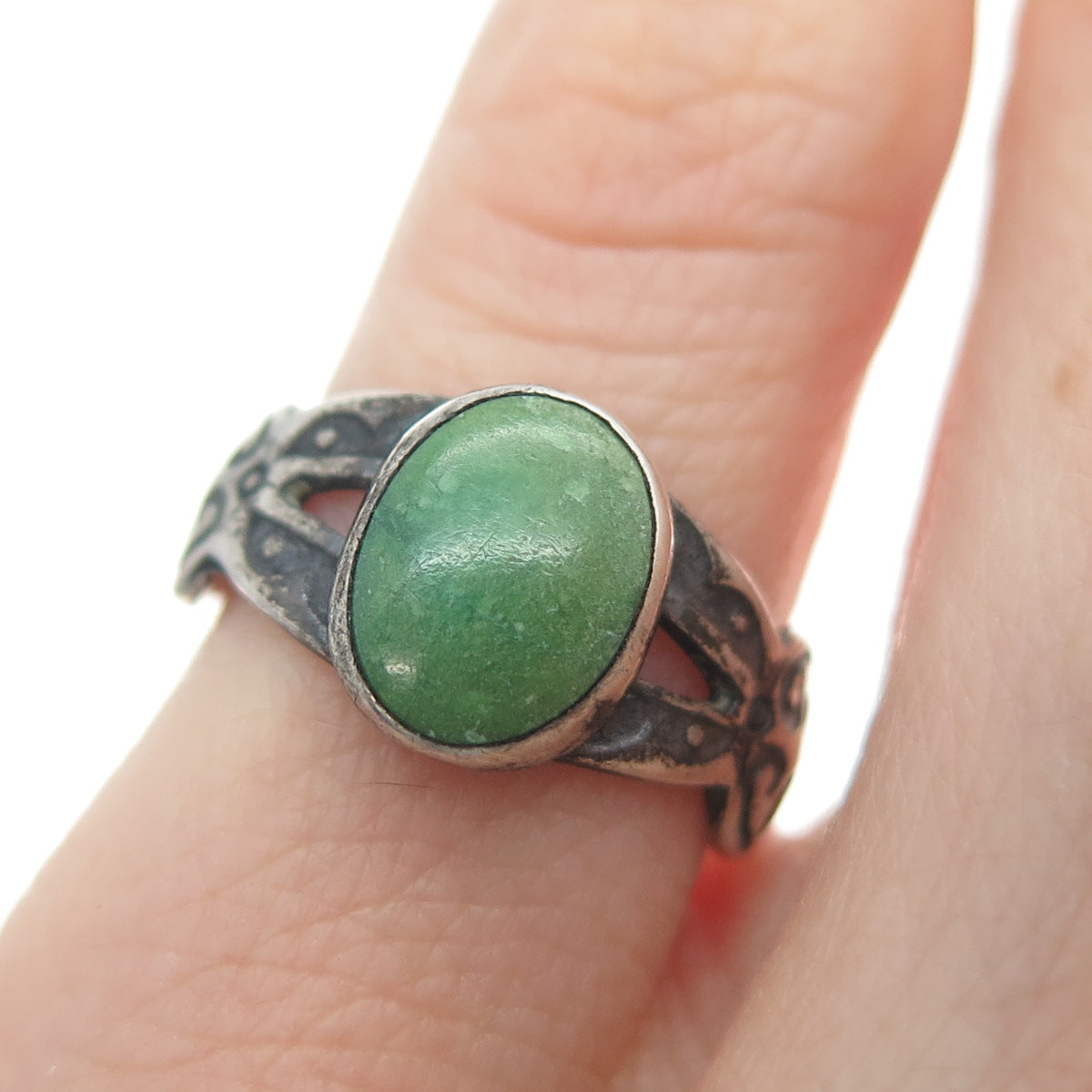 Old Pawn 925 Sterling Silver Vintage Southwestern Royston Turquoise Ring Size 4