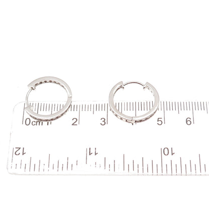 925 Sterling Silver Round-Cut C Z In & Out Hoop Earrings