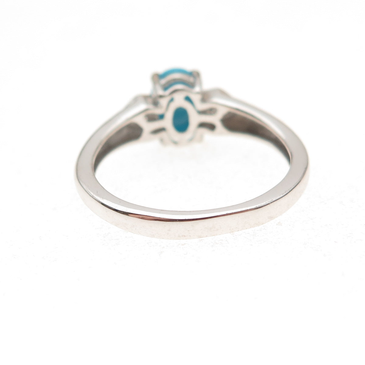 Chuck Clemency 925 Sterling Silver Real Turquoise & White Topaz Ring Size 8.25