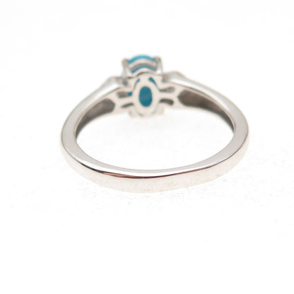 Chuck Clemency 925 Sterling Silver Real Turquoise & White Topaz Ring Size 8.25