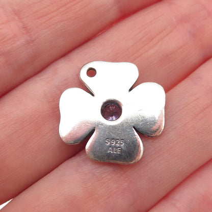 PANDORA 925 Sterling Silver Pink C Z Flower Mini Charm Pendant