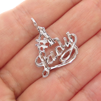 925 Sterling Silver Vintage #1 Lady Minimalist Charm Pendant