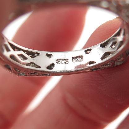 Chuck Clemency 925 Sterling Silver Real Turquoise Square Band Ring Size 8.25