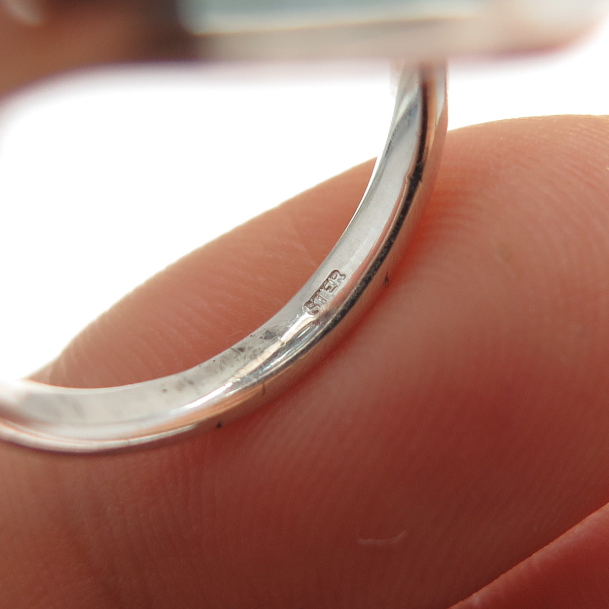 925 Sterling Silver Vintage Lab-Created Peacock Sapphire Modernist Ring Size 5