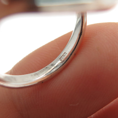 925 Sterling Silver Vintage Lab-Created Peacock Sapphire Modernist Ring Size 5