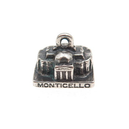 925 Sterling Silver Vintage Thomas Jefferson's Monticello 3D Charm Pendant