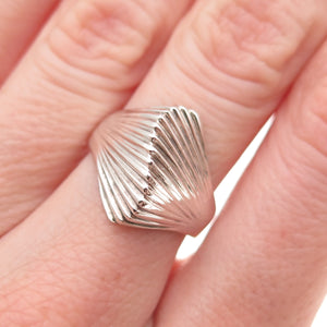 925 Sterling Silver Vintage Modernist Wavy Ribbed Ring Size 6.75