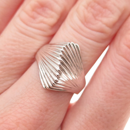 925 Sterling Silver Vintage Modernist Wavy Ribbed Ring Size 6.75