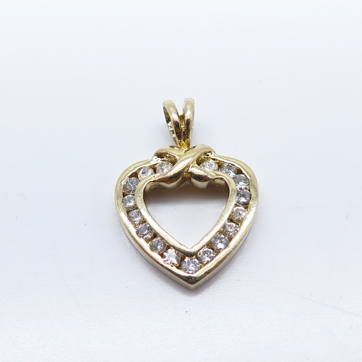 925 Sterling Silver Gold Plate C Z Open Heart Pendant