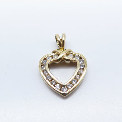925 Sterling Silver Gold Plate C Z Open Heart Pendant