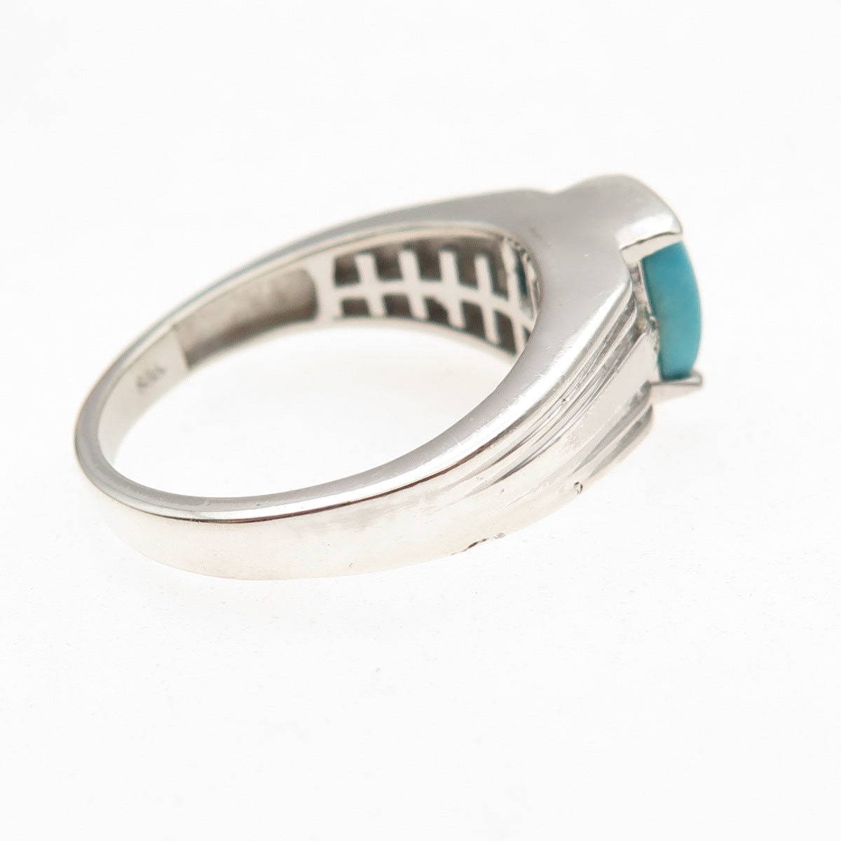 Chuck Clemency 925 Sterling Silver Real Diamond & Turquoise Ring Size 11.25