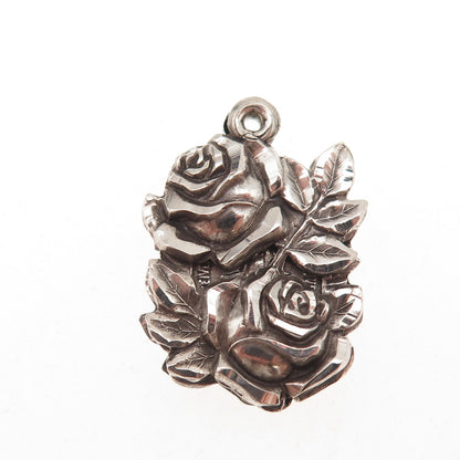925 Sterling Silver Antique Art Deco St. Mary Holy Rose Slide Charm Pendant