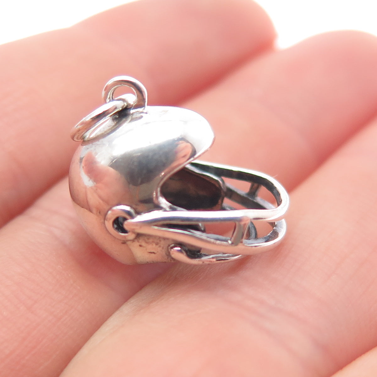 925 Sterling Silver Vintage Football Helmet Mini 3D Charm Pendant