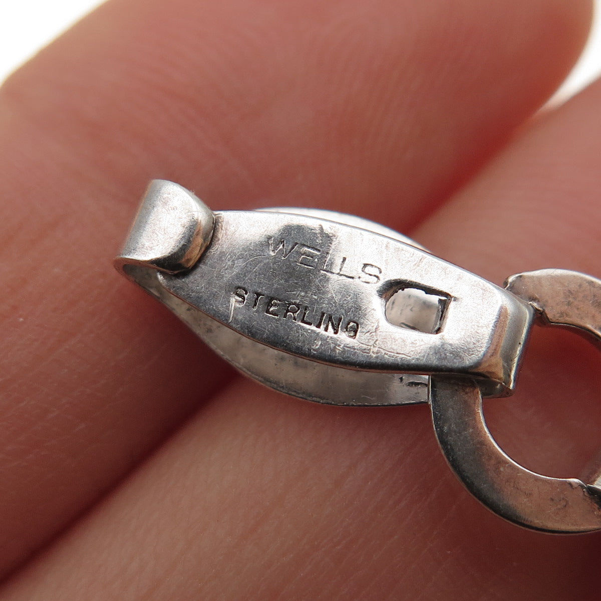 WELLS 925 Sterling Silver Antique Art Deco Bracelet / Necklace Hook Box Lock