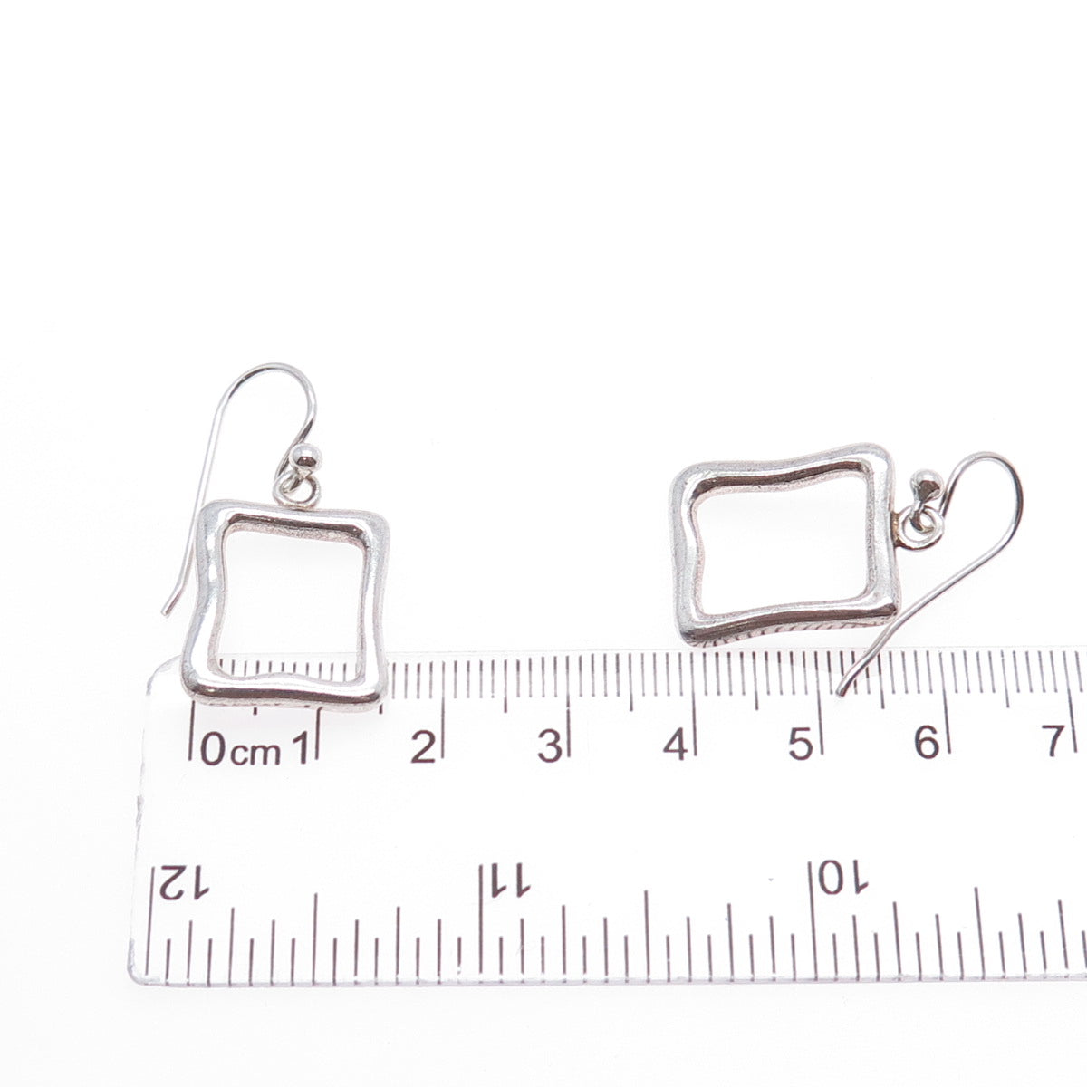 BARSE 925 Sterling Silver Vintage Modernist Square Dangle Earrings