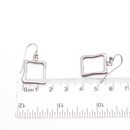 BARSE 925 Sterling Silver Vintage Modernist Square Dangle Earrings