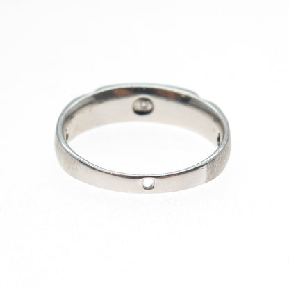 925 Sterling Silver Round-Cut C Z Modernist Ring Size 11.25