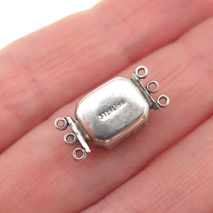 925 Sterling Silver Antique Art Deco Red Rhinestone Bracelet / Necklace Box Lock