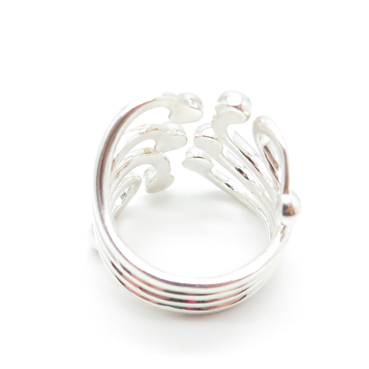 ATI 925 Sterling Silver Beaded Modernist Wide Ring Size 6.75
