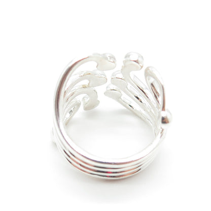 ATI 925 Sterling Silver Beaded Modernist Wide Ring Size 6.75