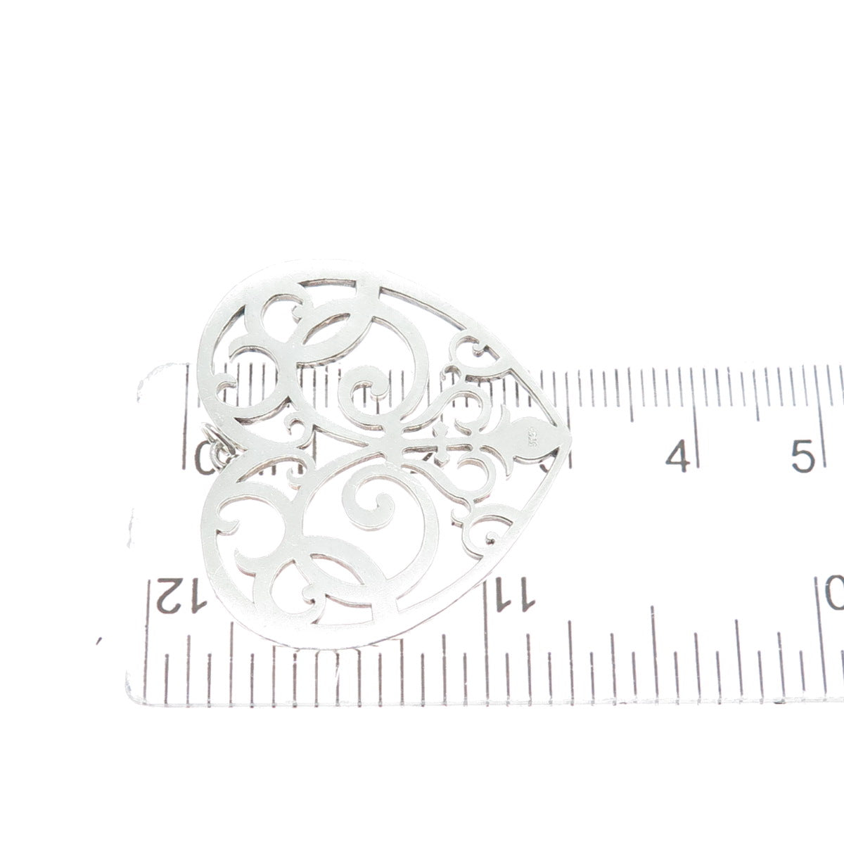 925 Sterling Silver Vintage Ornate Heart Charm Pendant