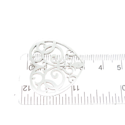 925 Sterling Silver Vintage Ornate Heart Charm Pendant
