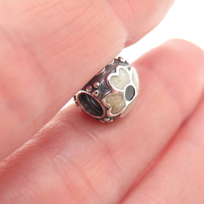 Pandora 925 Sterling Silver Enamel Flower Slide Bead Charm