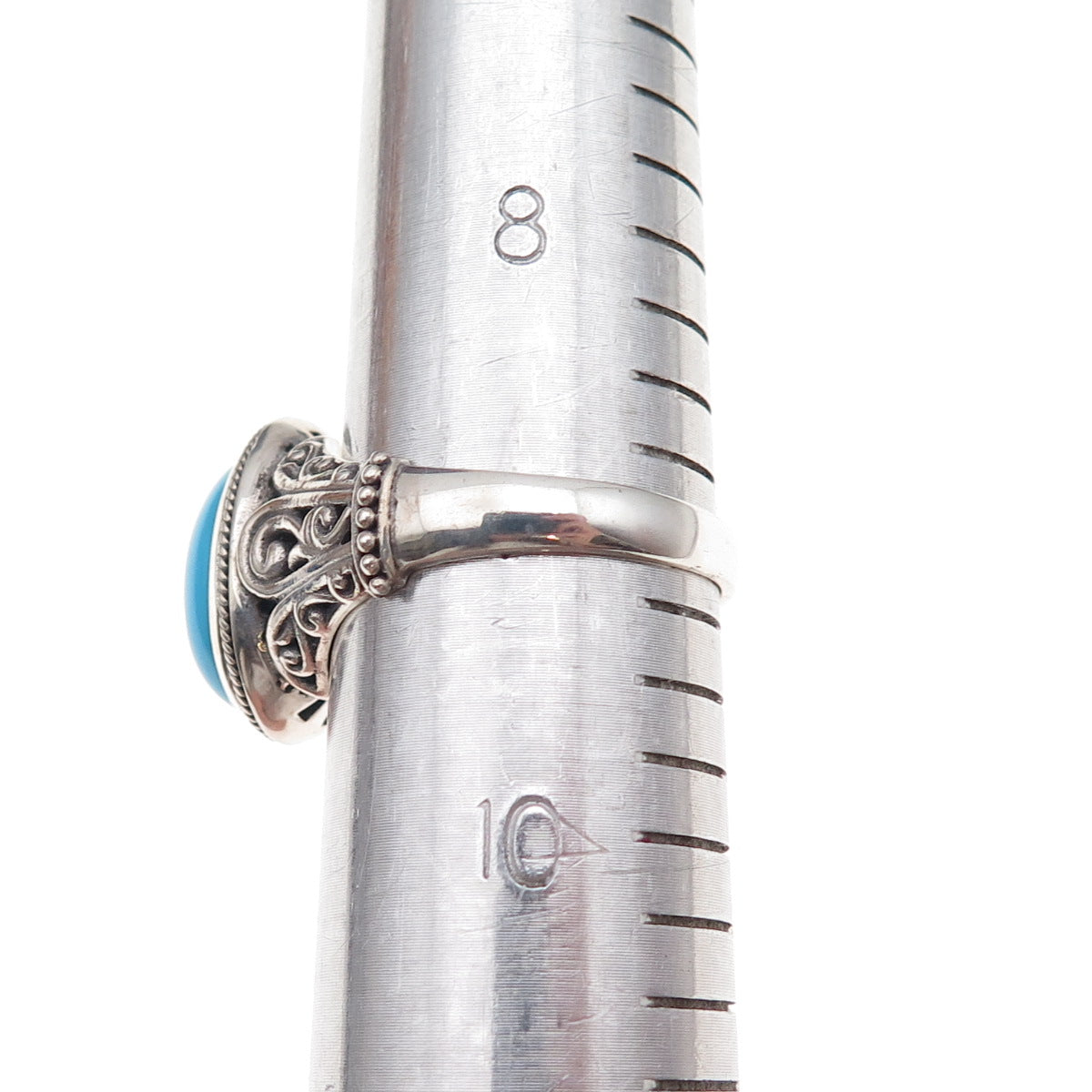 Samuel Benham 925 Sterling Silver Vintage Real Turquoise Oxidized Ring Size 9.25