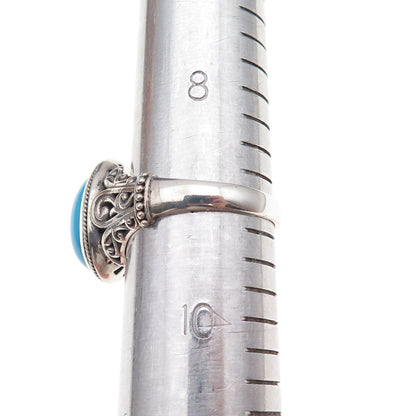 Samuel Benham 925 Sterling Silver Vintage Real Turquoise Oxidized Ring Size 9.25
