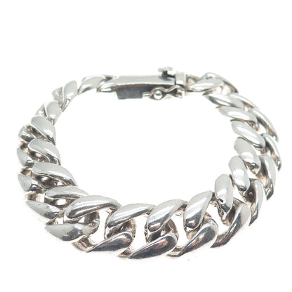 925 Sterling Silver Vintage Solid 99.6g. Cuban Link Bracelet 8"