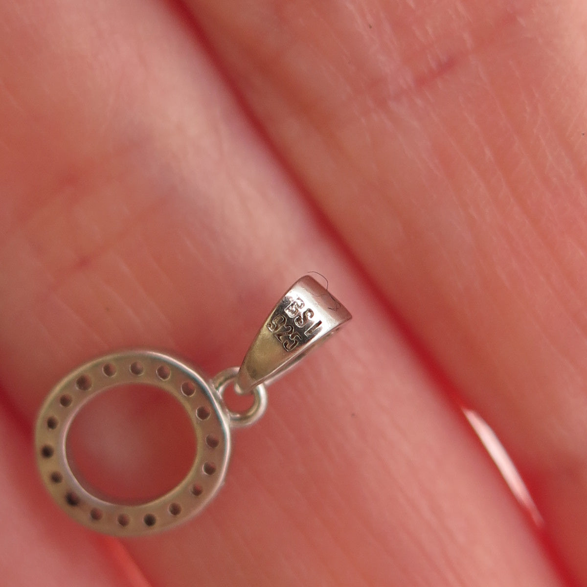 925 Sterling Silver Round-Cut C Z Letter O Initial Mini Charm Pendant
