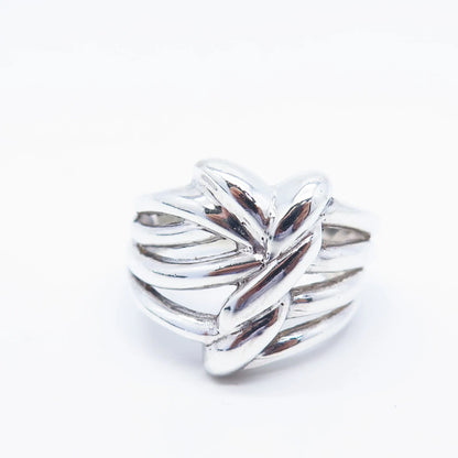 925 Sterling Silver Vintage Striped Ring Size 8.25