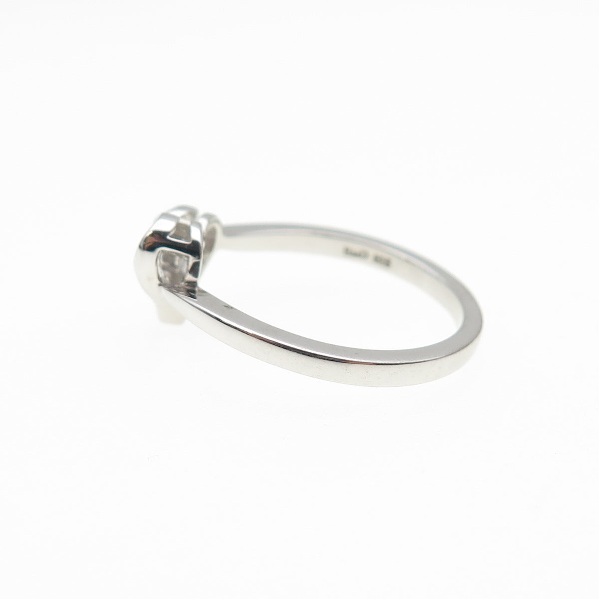 925 Sterling Silver Round-Cut Purple C Z Heart Ring Size 6.5