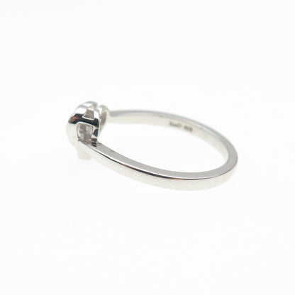 925 Sterling Silver Round-Cut Purple C Z Heart Ring Size 6.5