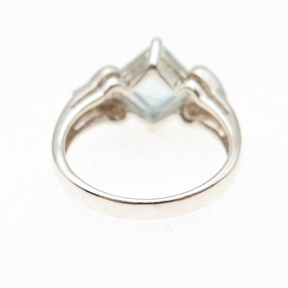 CNA Pranda 925 Sterling Silver Vintage Real Blue Topaz Heart Ring Size 6