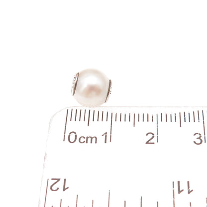 Pandora 925 Sterling Silver Real Pearl Essence Dignity Slide Bead Charm