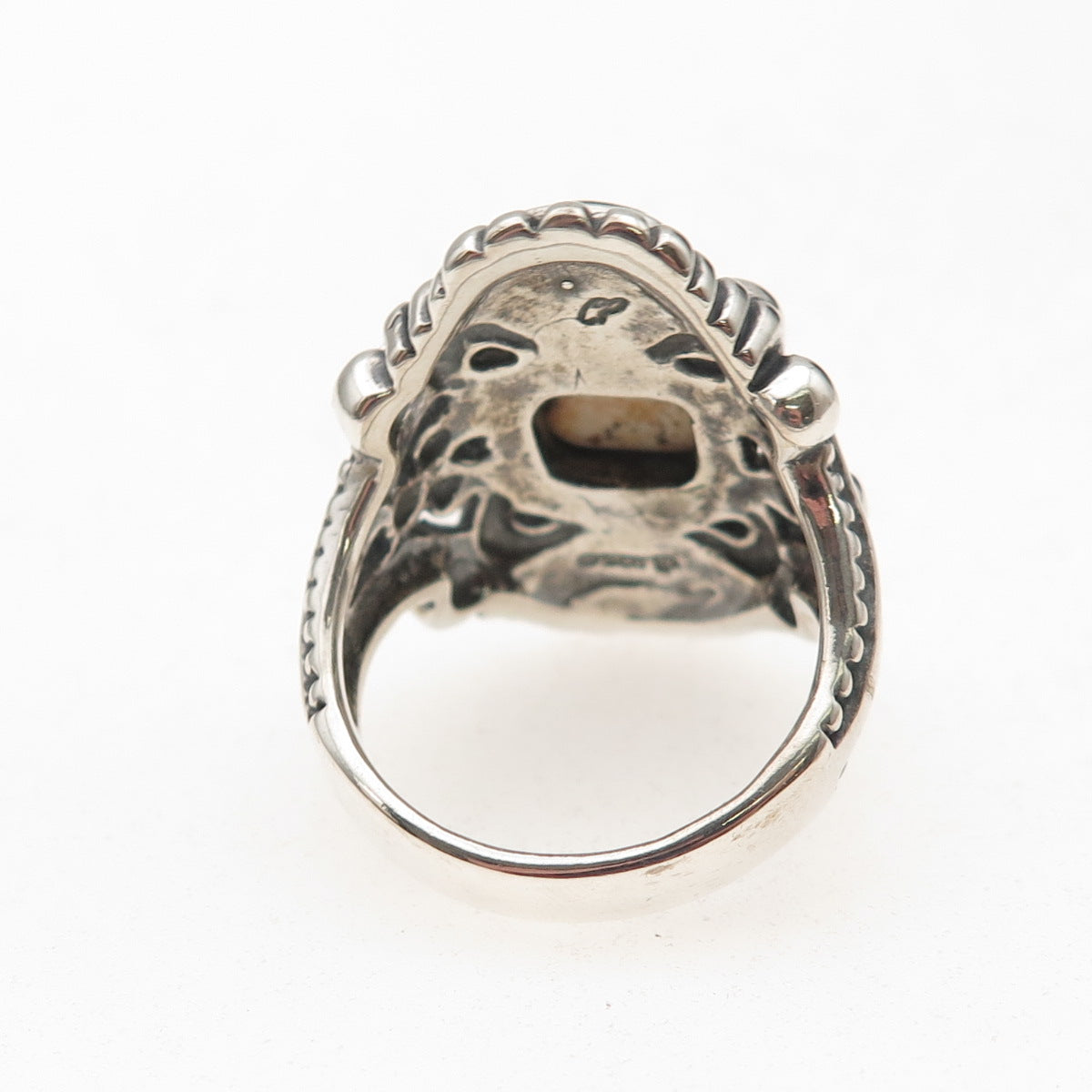 Carolyn Pollack 925 Sterling Silver Vintage Real Jasper & Agate Ring Size 8.25